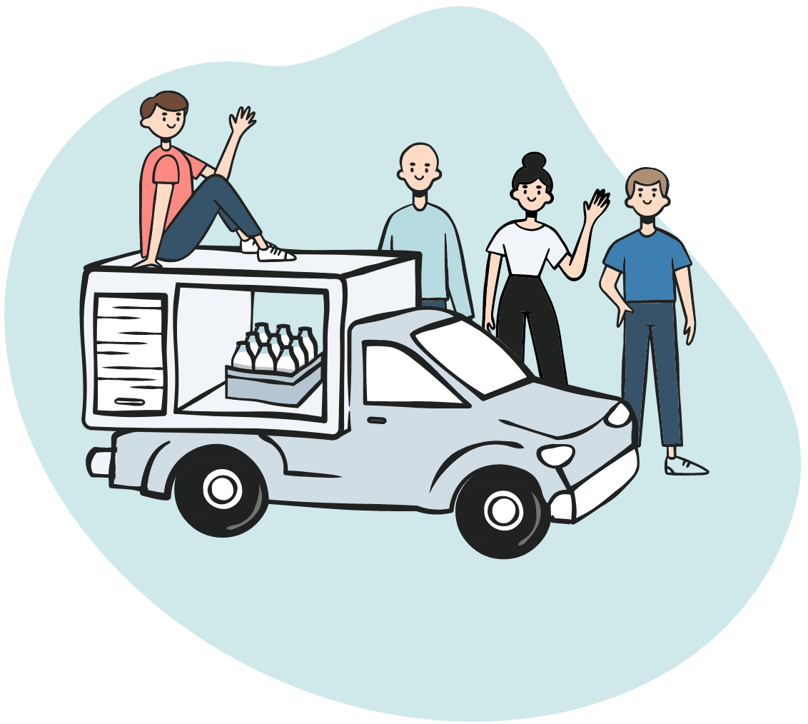 Four friends in truck