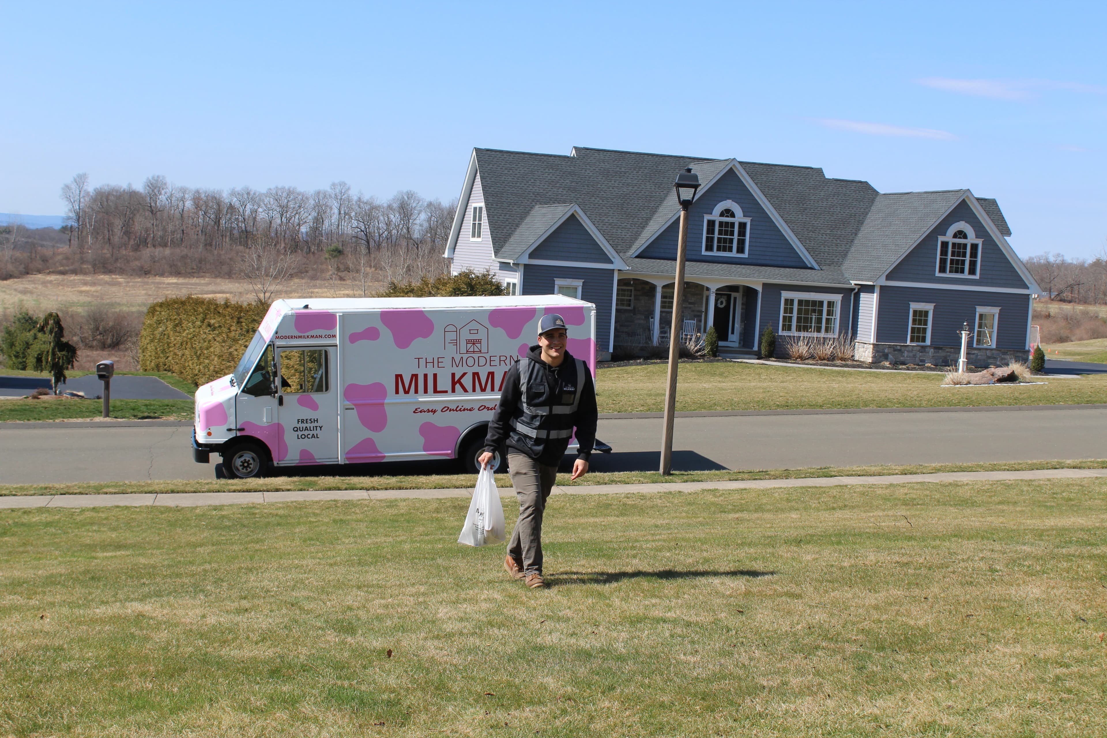 distinctive cow-spotted trucks